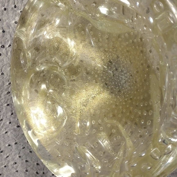 mid-century Murano glass bowl with gold fleck inclusions attributed to Seguso - Picture 4 of 11